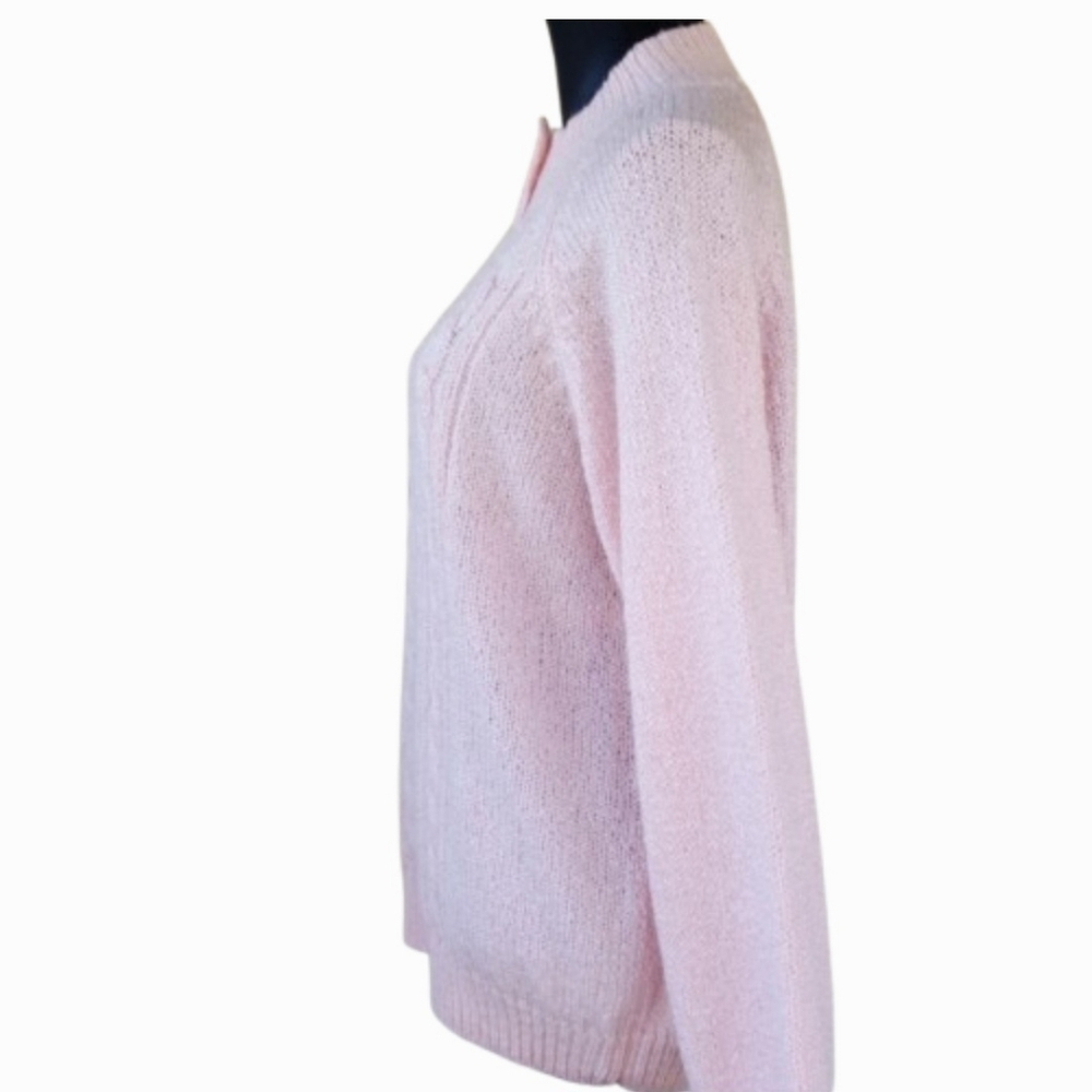 Karen Scott Pink Half Cable Knit Mock Neck Sweater (L) - Picture 4 of 11